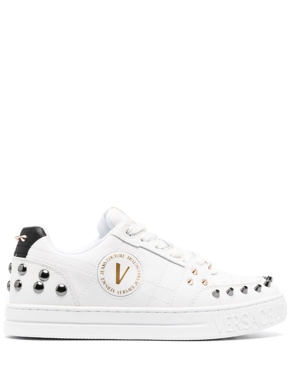 spiked stud-design leather sneakers - 1