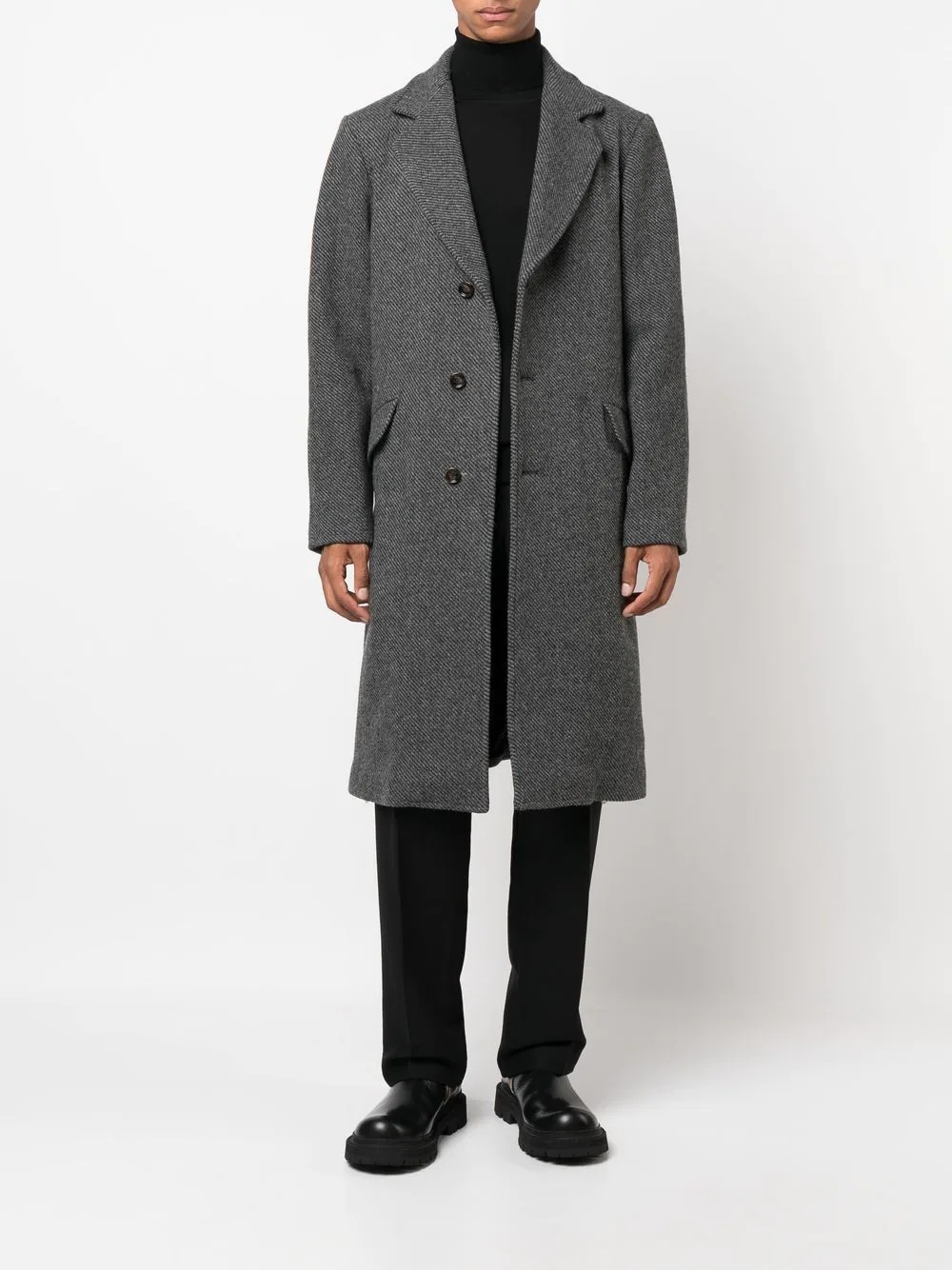 single-breasted wool coat - 2