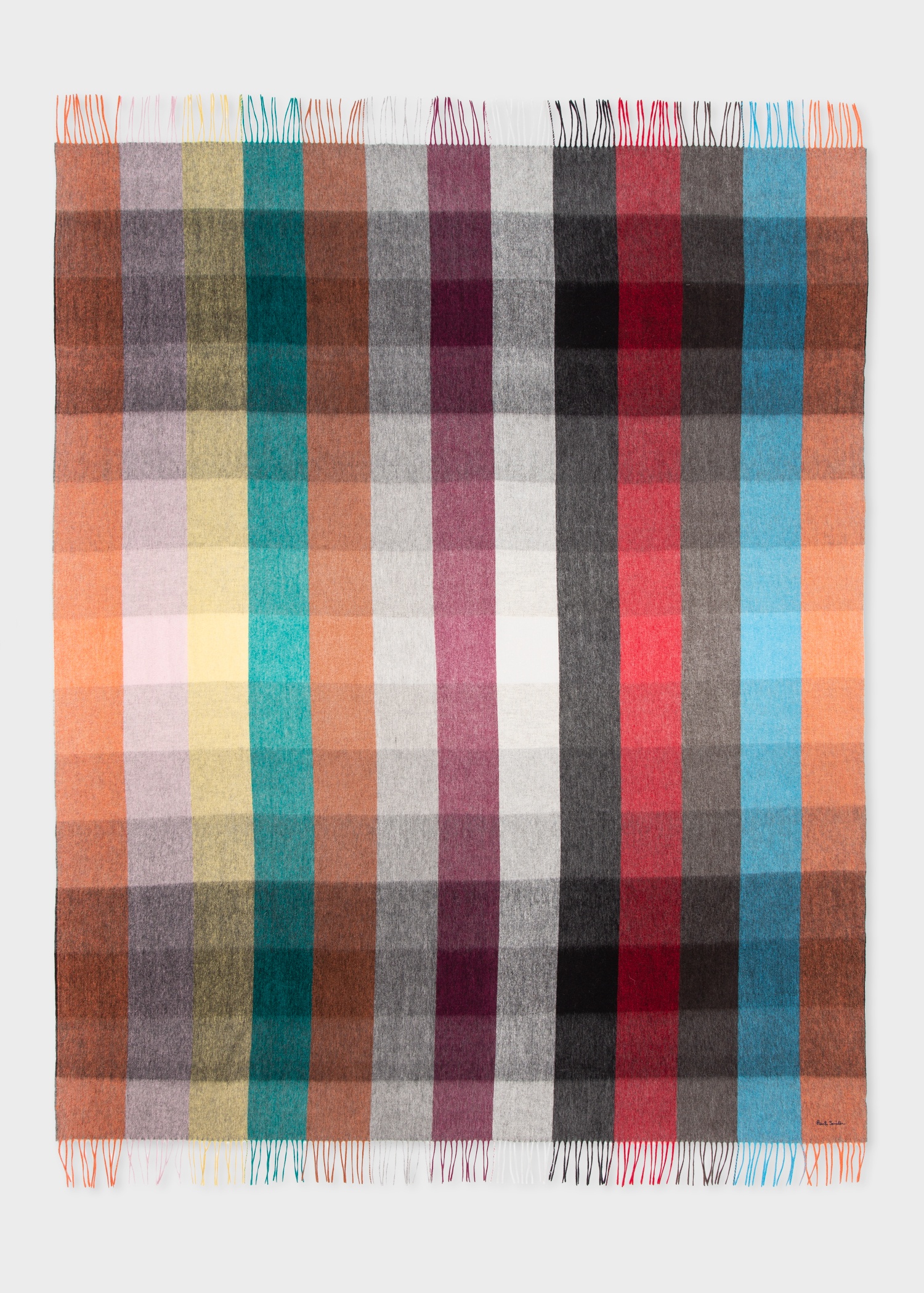 'Signature Stripe' Grid Cashmere & Lambswool Blanket 2