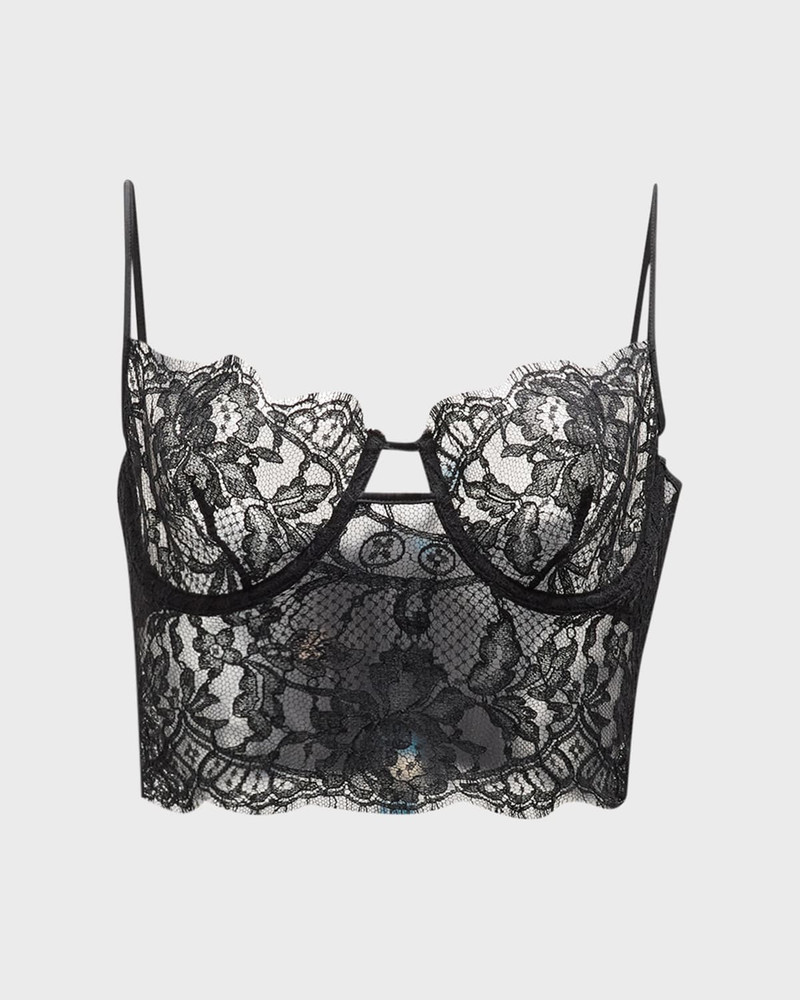 Camille Scalloped Lace Longline Bra 1