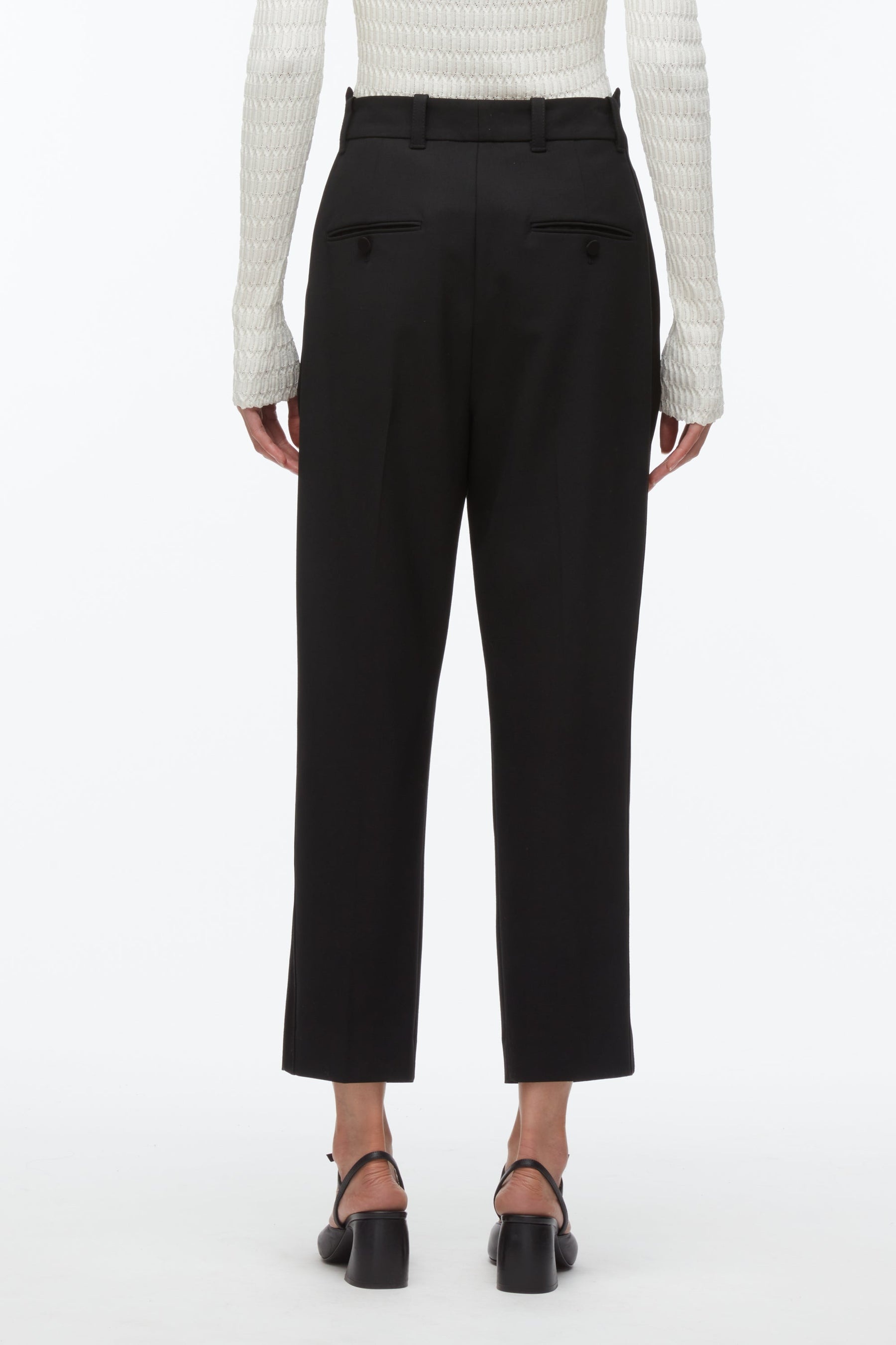 Cropped Pleated Tuxedo Trousers - 4