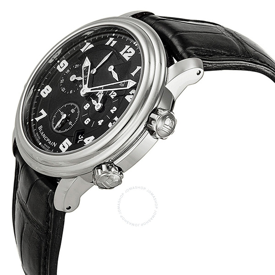 Blancpain Leman Black Dial Chronograph Black Leather Automatic Men's Watch 2041-1130-53B - 2
