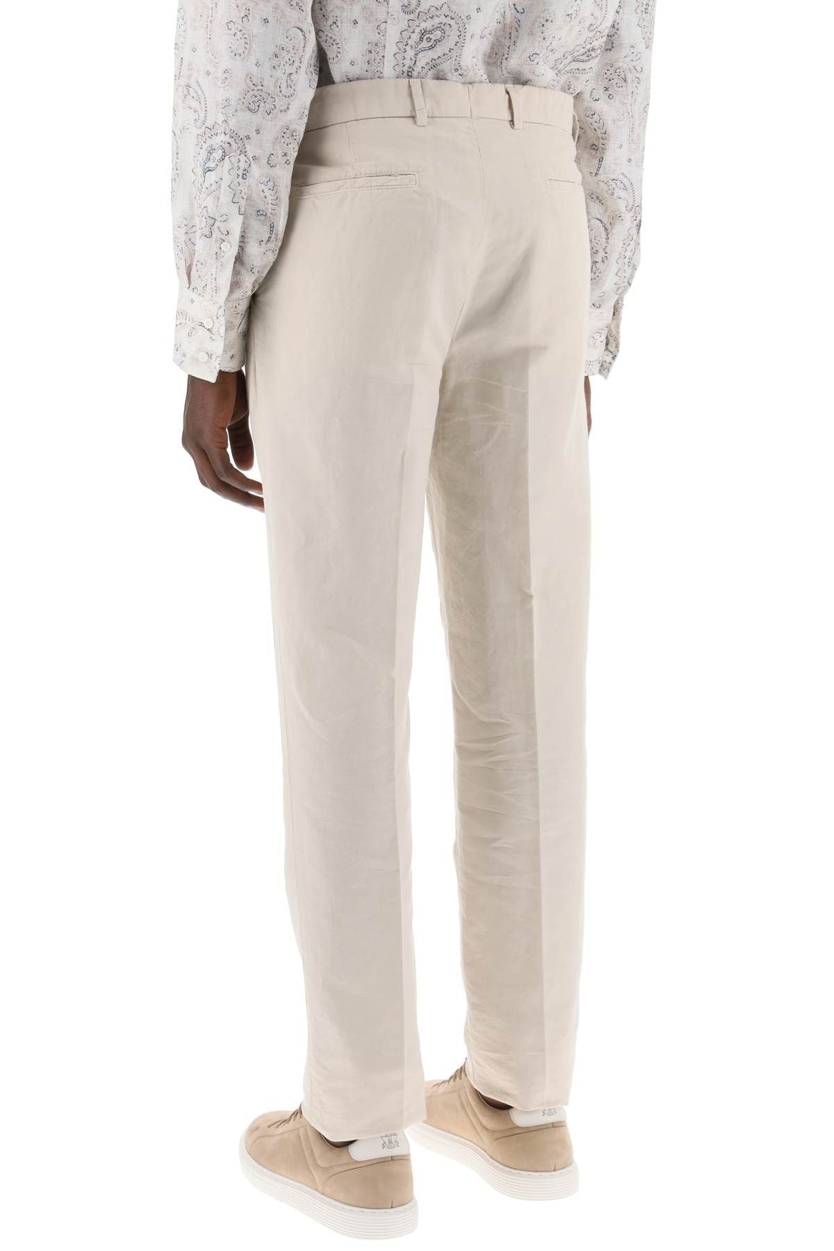 COTTON AND LINEN GABARDINE PANTS - 4