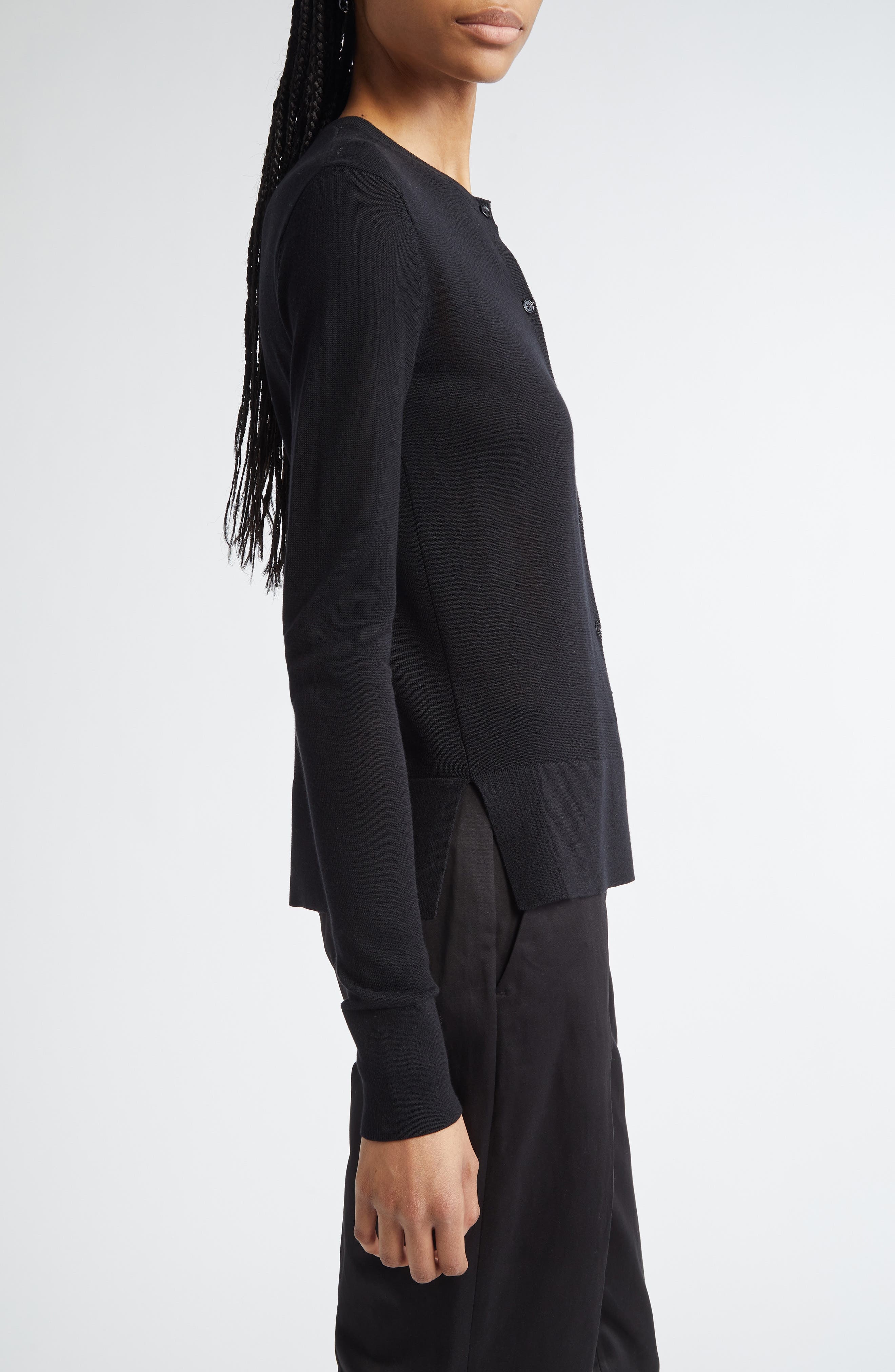 TOTEME Fine Knit Cardigan in Black at Nordstrom - 4