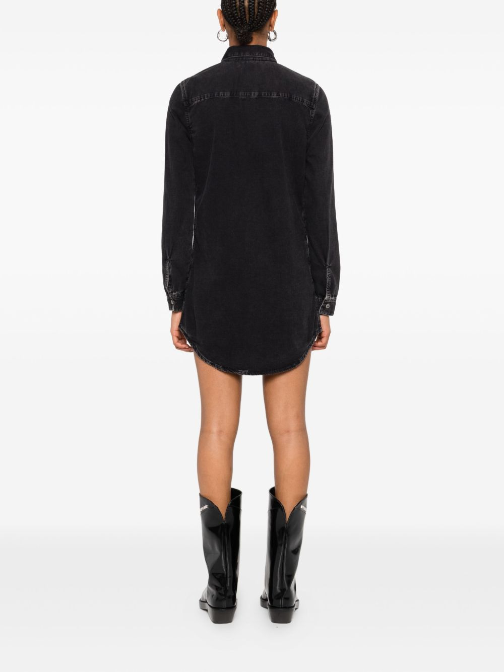 long-sleeve denim shirt mini dress - 4