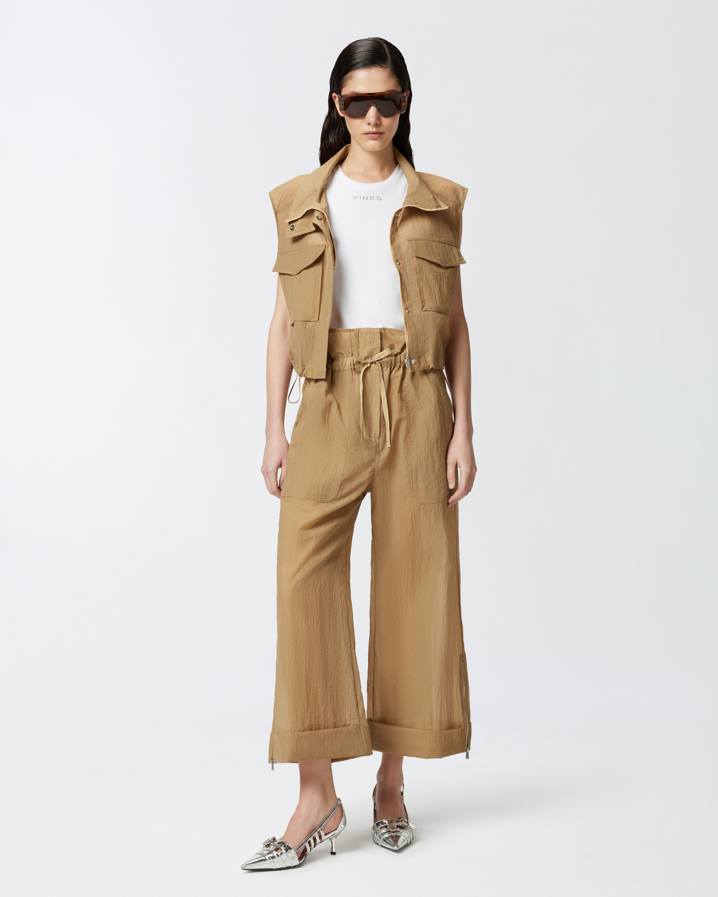 RIBBED KNIT TANK TOP WITH PINKO LOGO - 3