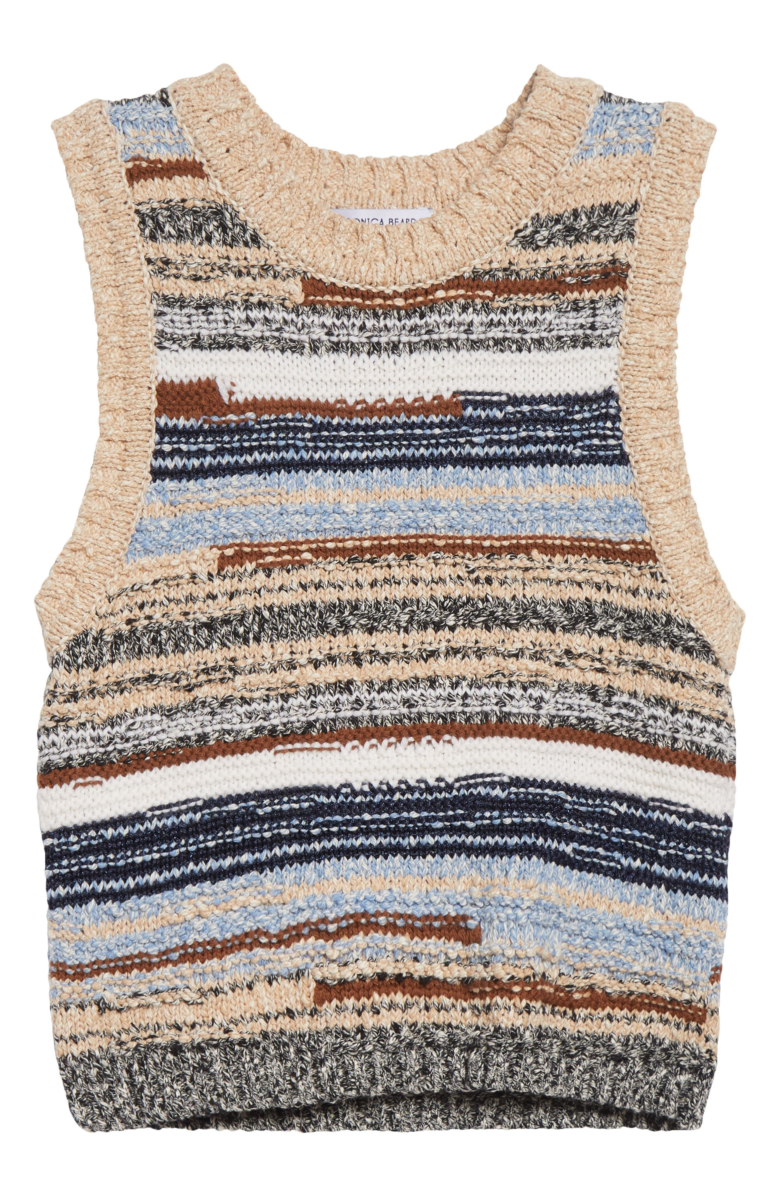 Veronica Beard Jerrel Stripe Crop Sweater Tank in Whisky Multi at Nordstrom - 6