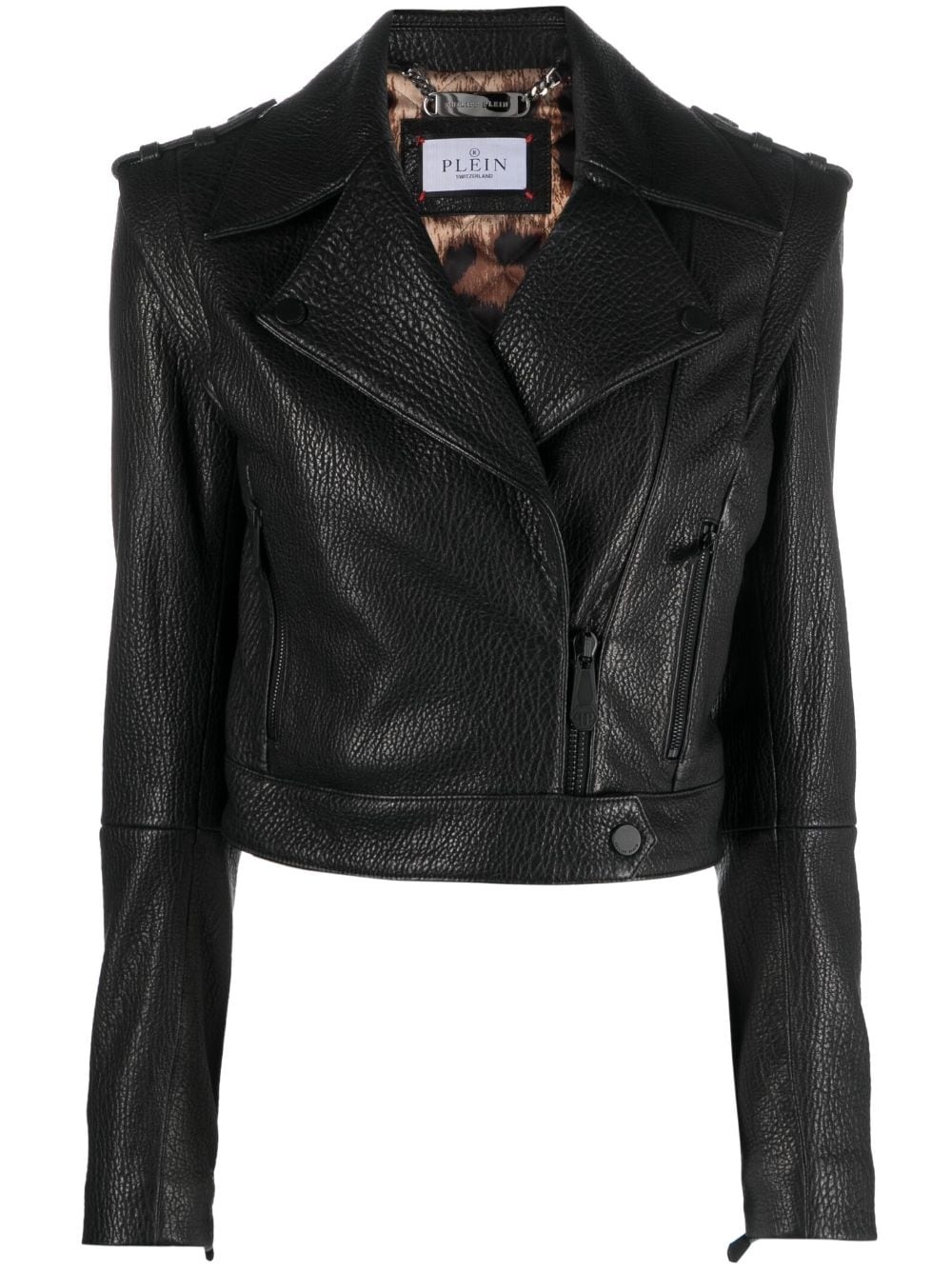 cropped biker jacket - 1