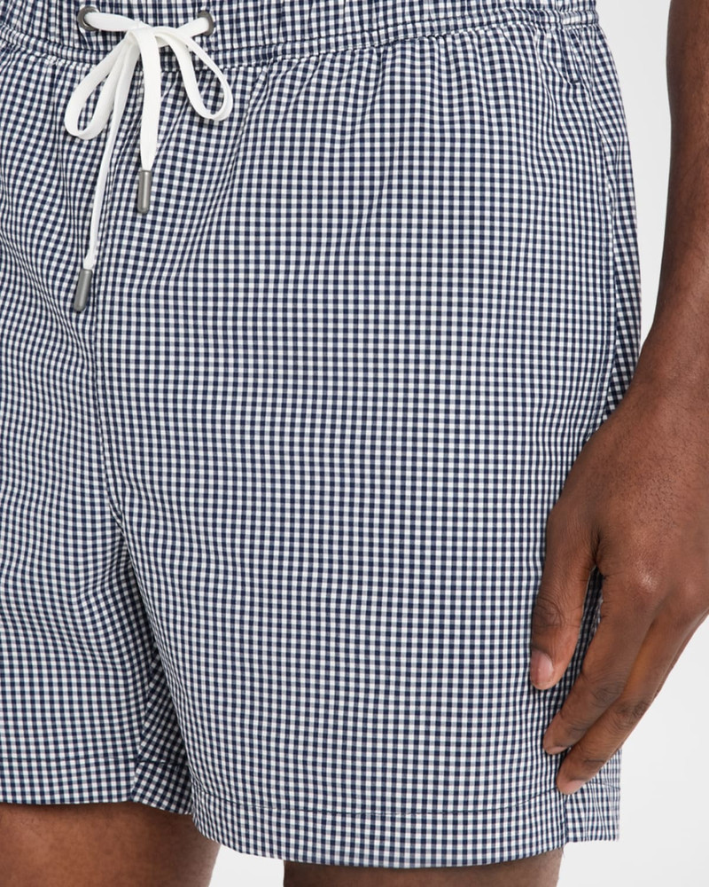 Men's Charles 5" Inseam Quick-Dry Check Swim Trunks 5