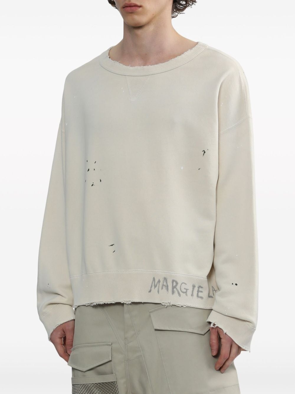 logo-print distressed sweatshirt - 3