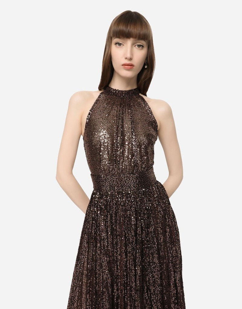 Long sequined halter dress 4