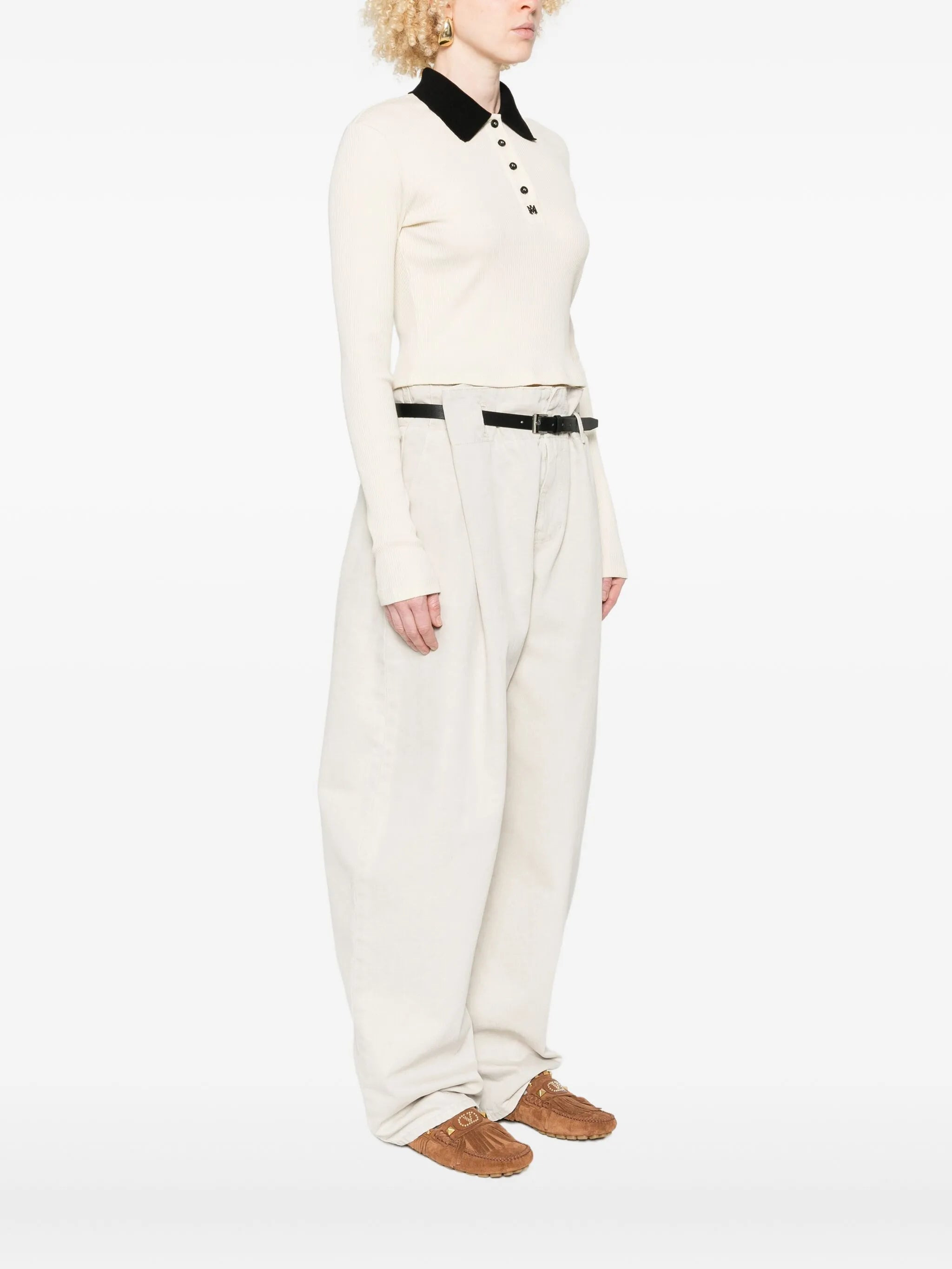 Amiri Ribbed-knit Polo Top - 3