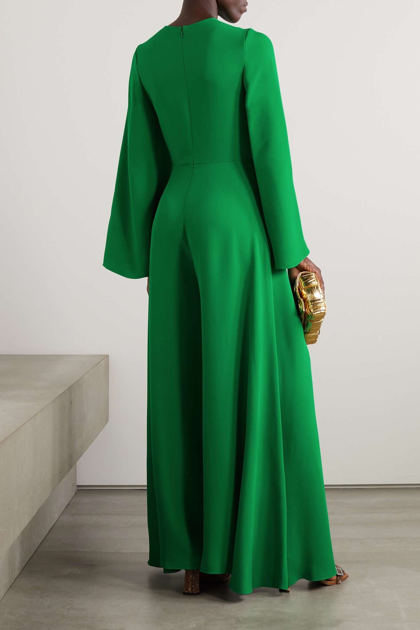 Gathered silk-crepe jumpsuit - 3