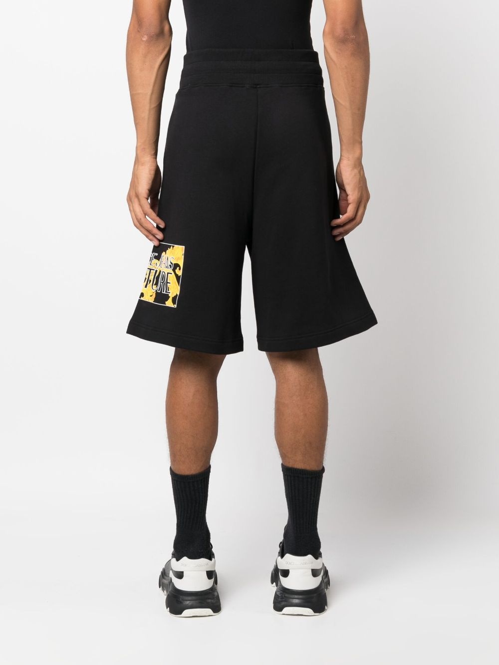logo-print cotton track shorts - 4
