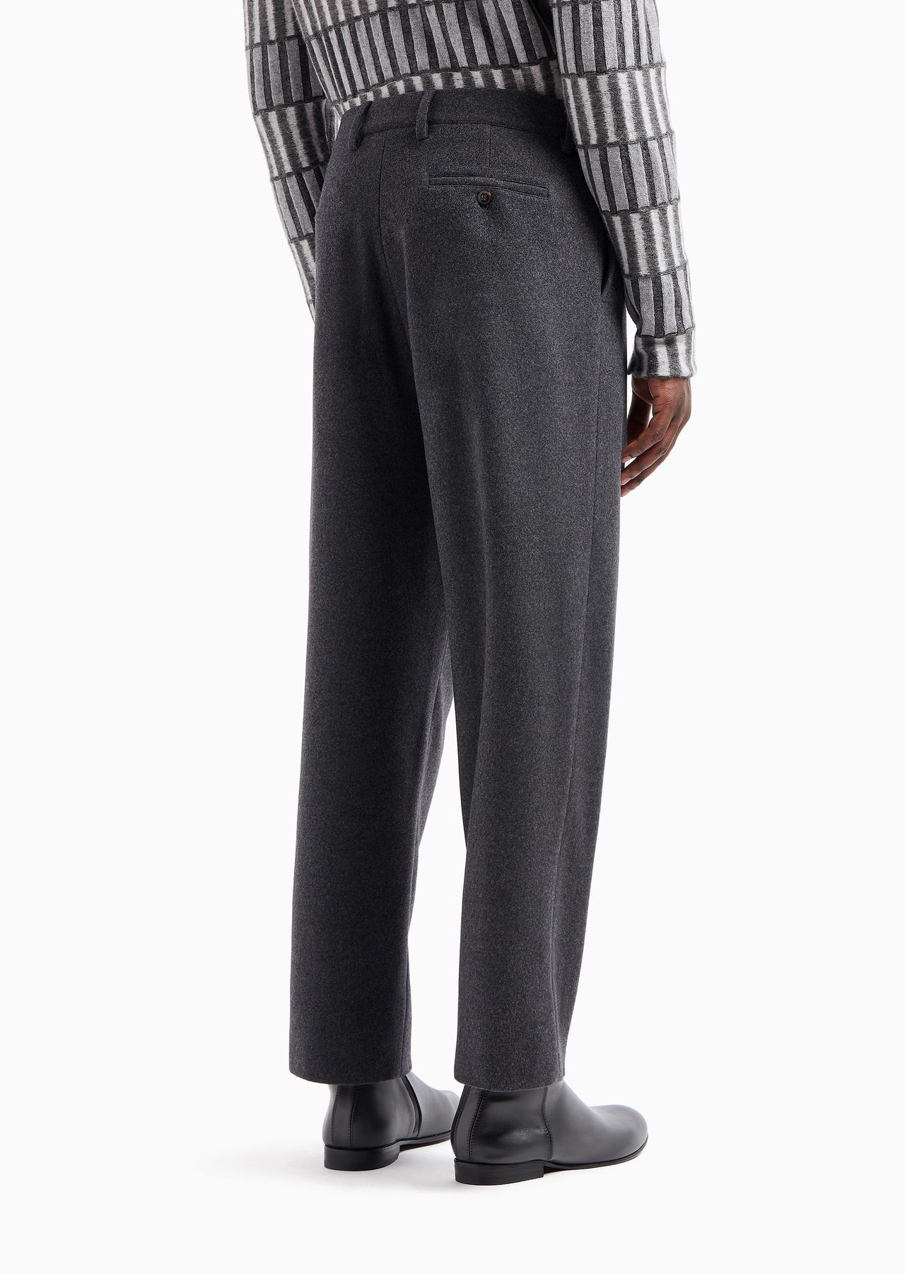 Pure wool fleece flat-front trousers - 3