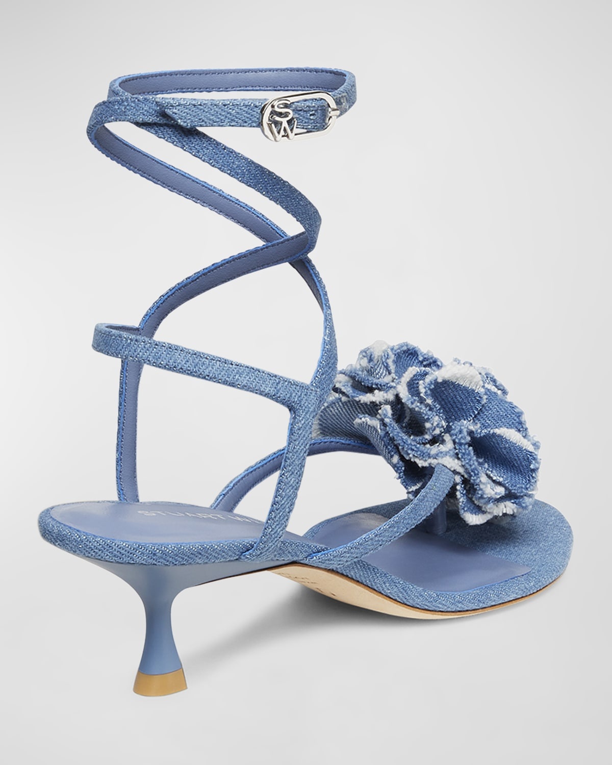 Belize Denim Flower Ankle-Strap Sandals - 3