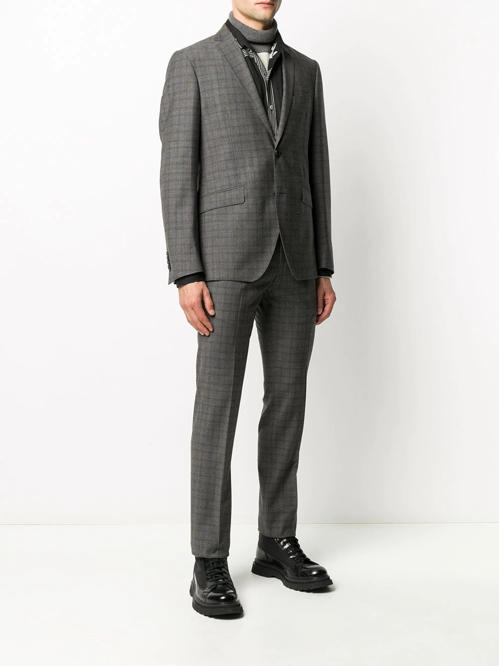 check pattern wool suit - 3