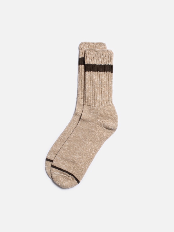 Men Slub Stripe Socks Beigemelange - 1