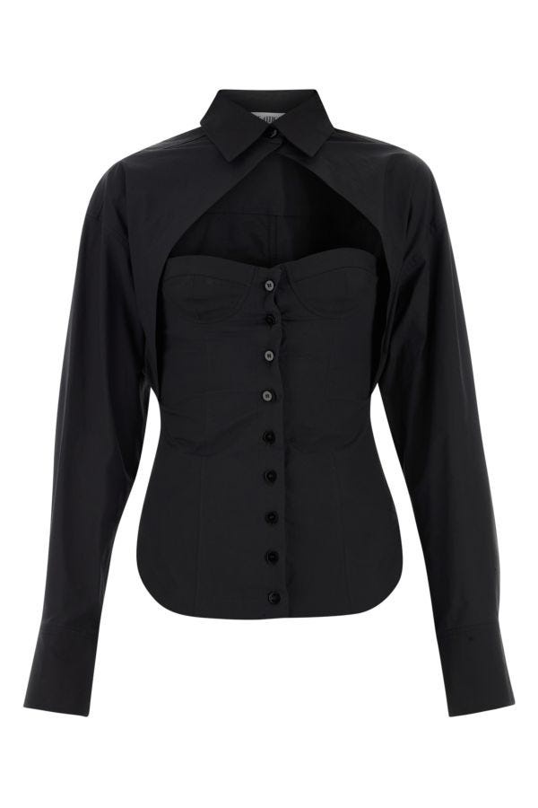 Black poplin shirt - 1