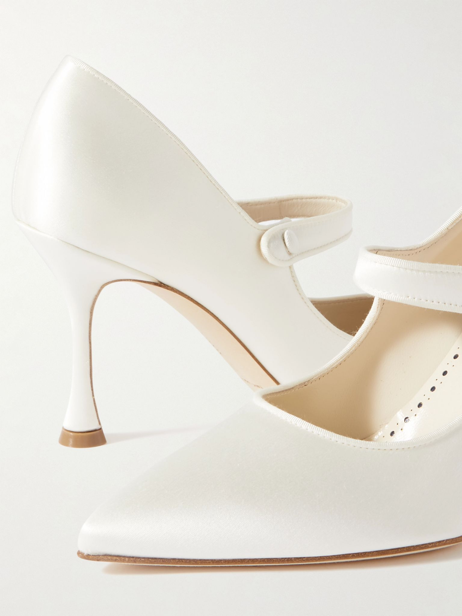 Campari Bridal 90 grosgrain-trimmed satin Mary Jane pumps Cream - 4