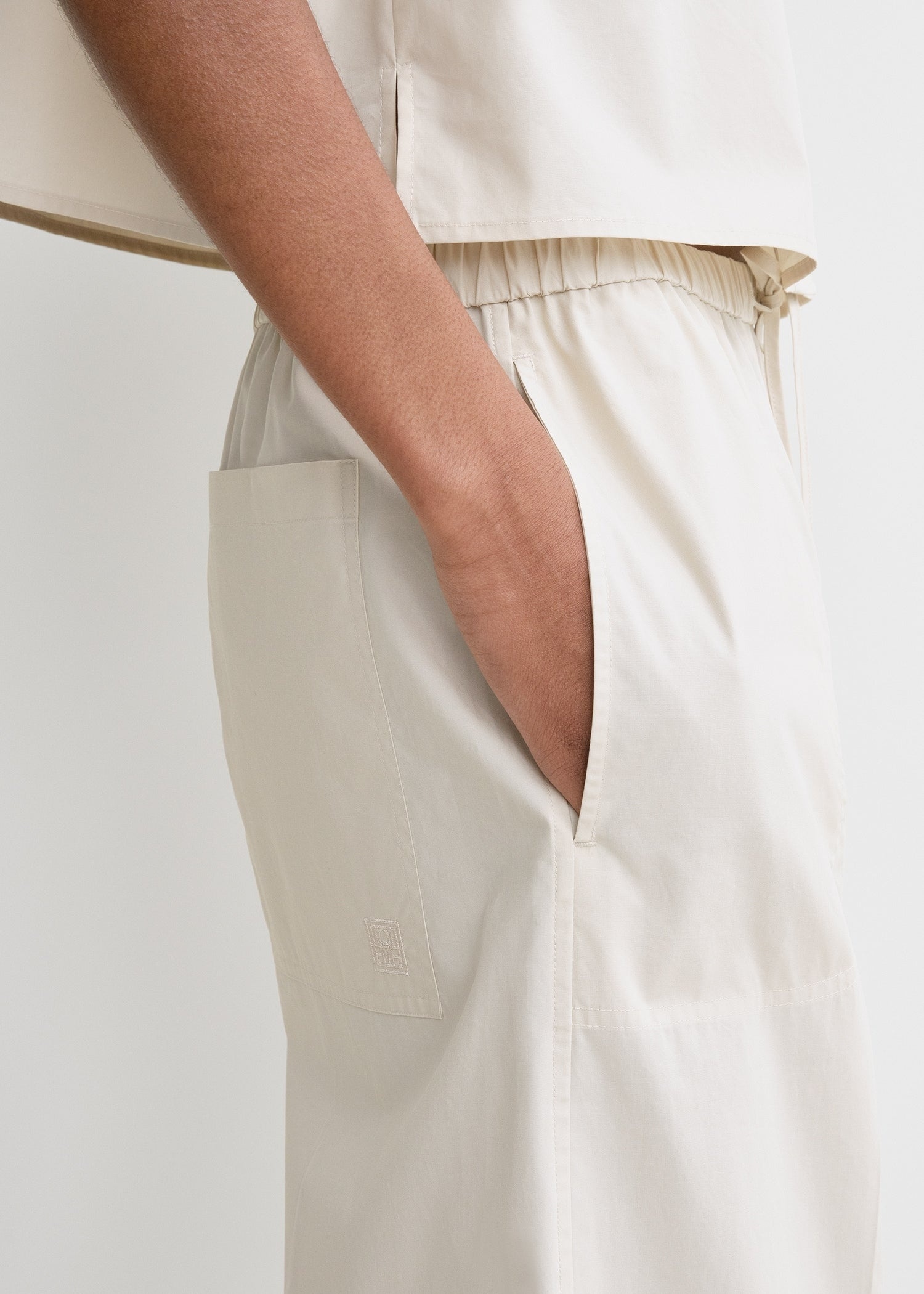 Cotton drawstring trousers stone - 7