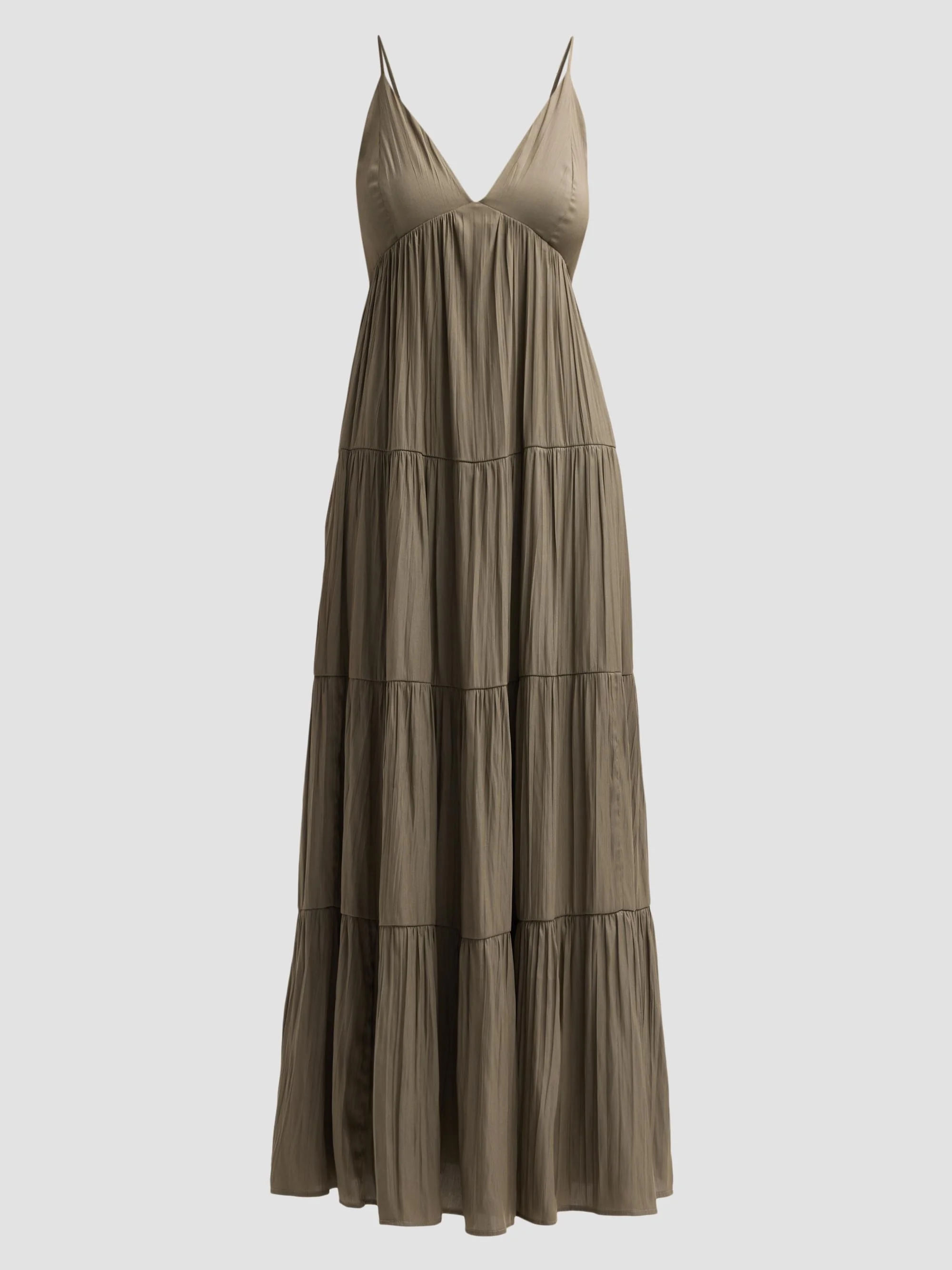 Women's Lua Tiered Satin Maxi Dress - Smokey Olive - 1