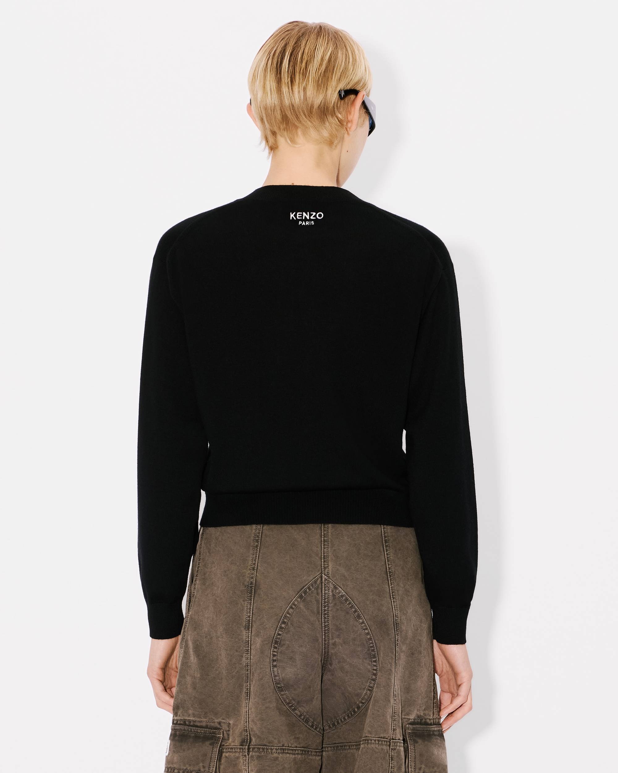 'KENZO Pop' embroidered crewneck cardigan in merino wool - 4