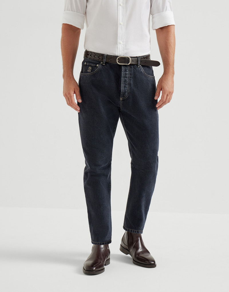 Shadow denim leisure fit five-pocket trousers 1