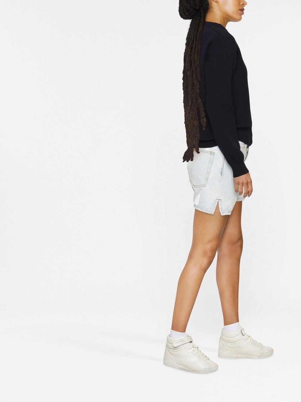 distressed long-sleeved jumper - 3