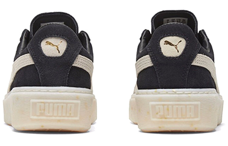 (WMNS) PUMA Suede Platform Black/White/Gold Board Shoes 365621-03 - 5