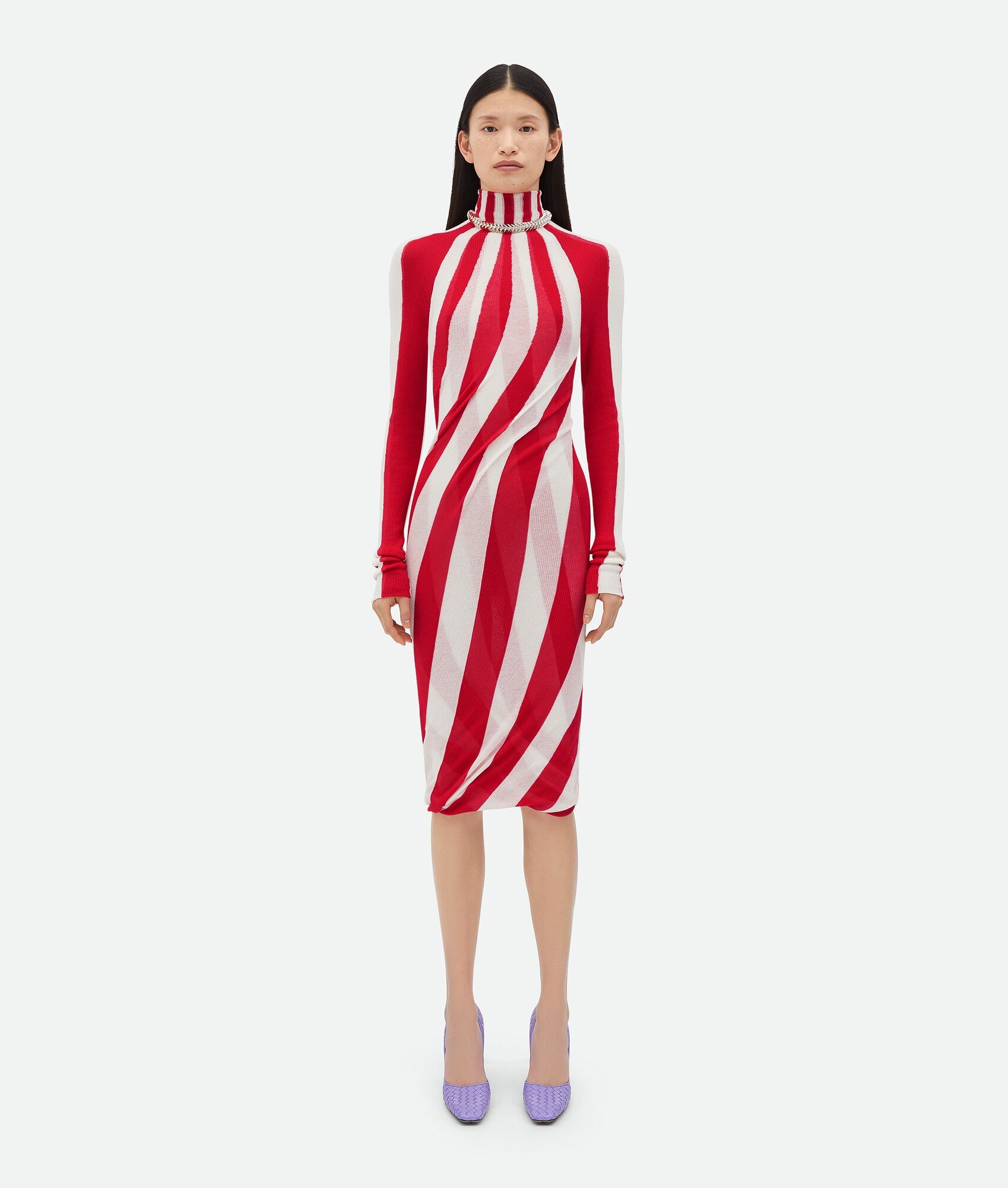 Light Cotton Striped Midi Dress - 1