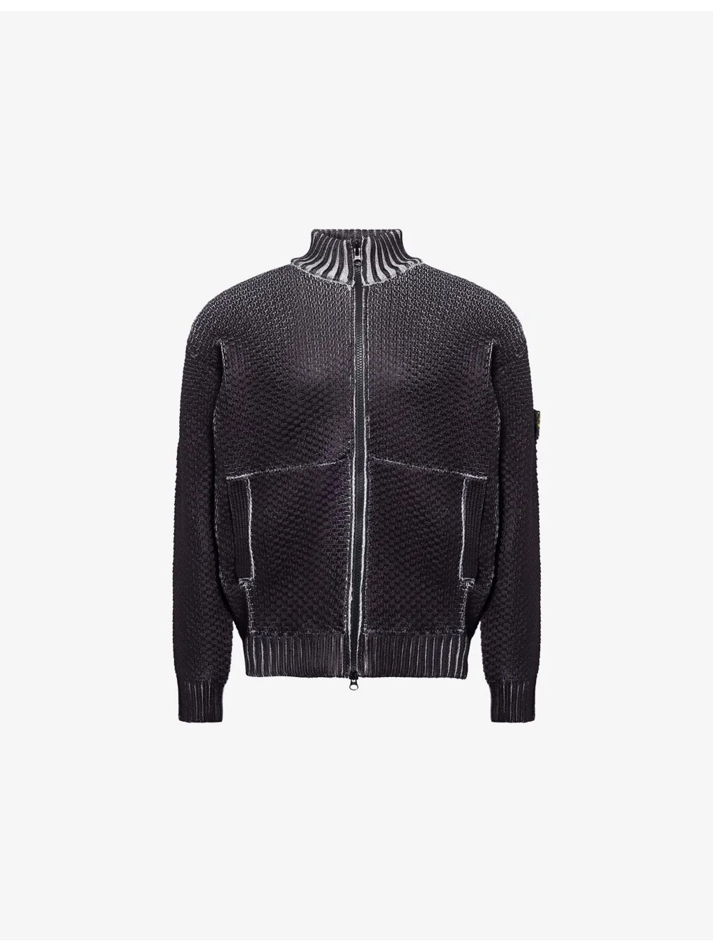 Sublimatic-Print Textured Woven-Knitted Cardigan - 1