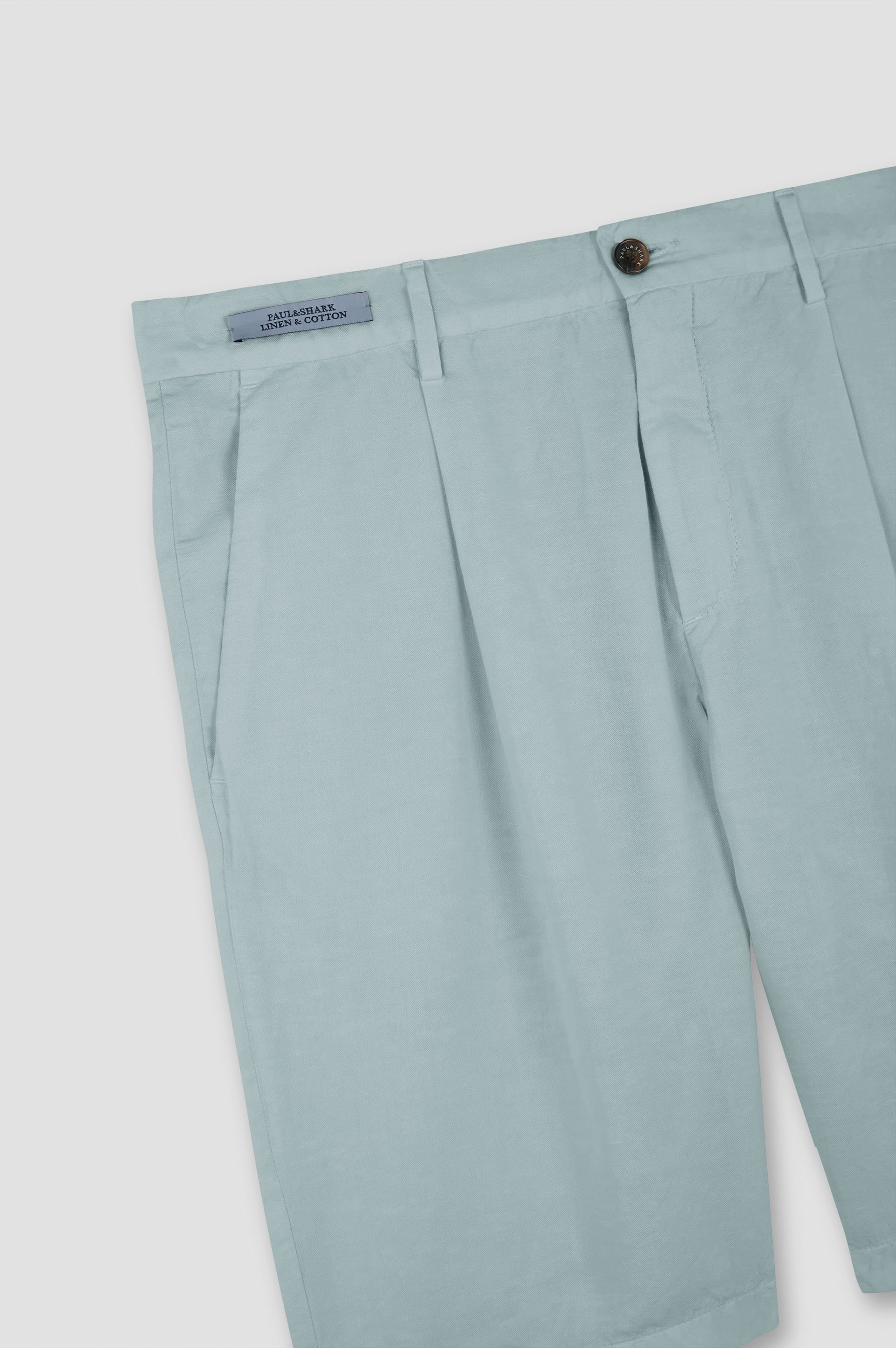LINEN AND COTTON BERMUDA WITH PLEATS - 5