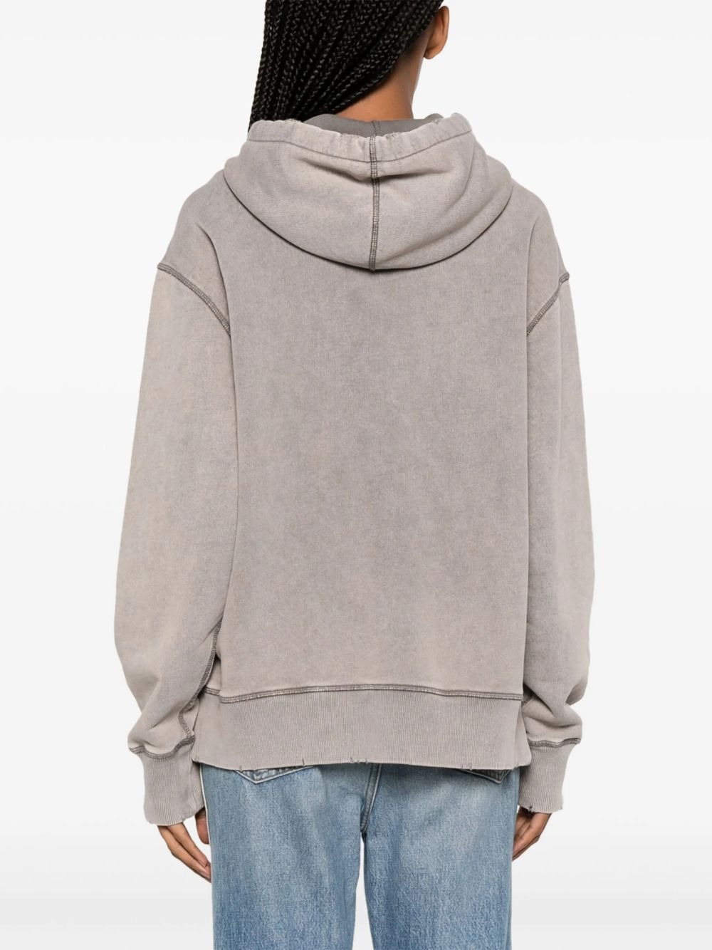 logo-embroidered cotton hoodie - 4