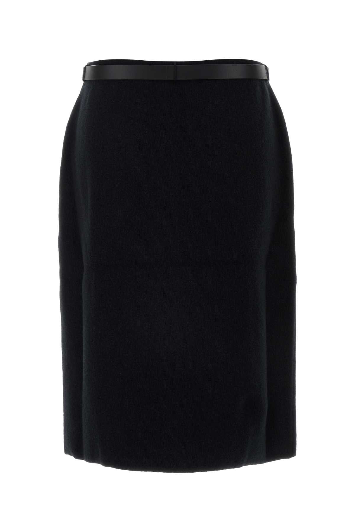 Salvatore Ferragamo Women Black Stretch Wool Blend Skirt - 2