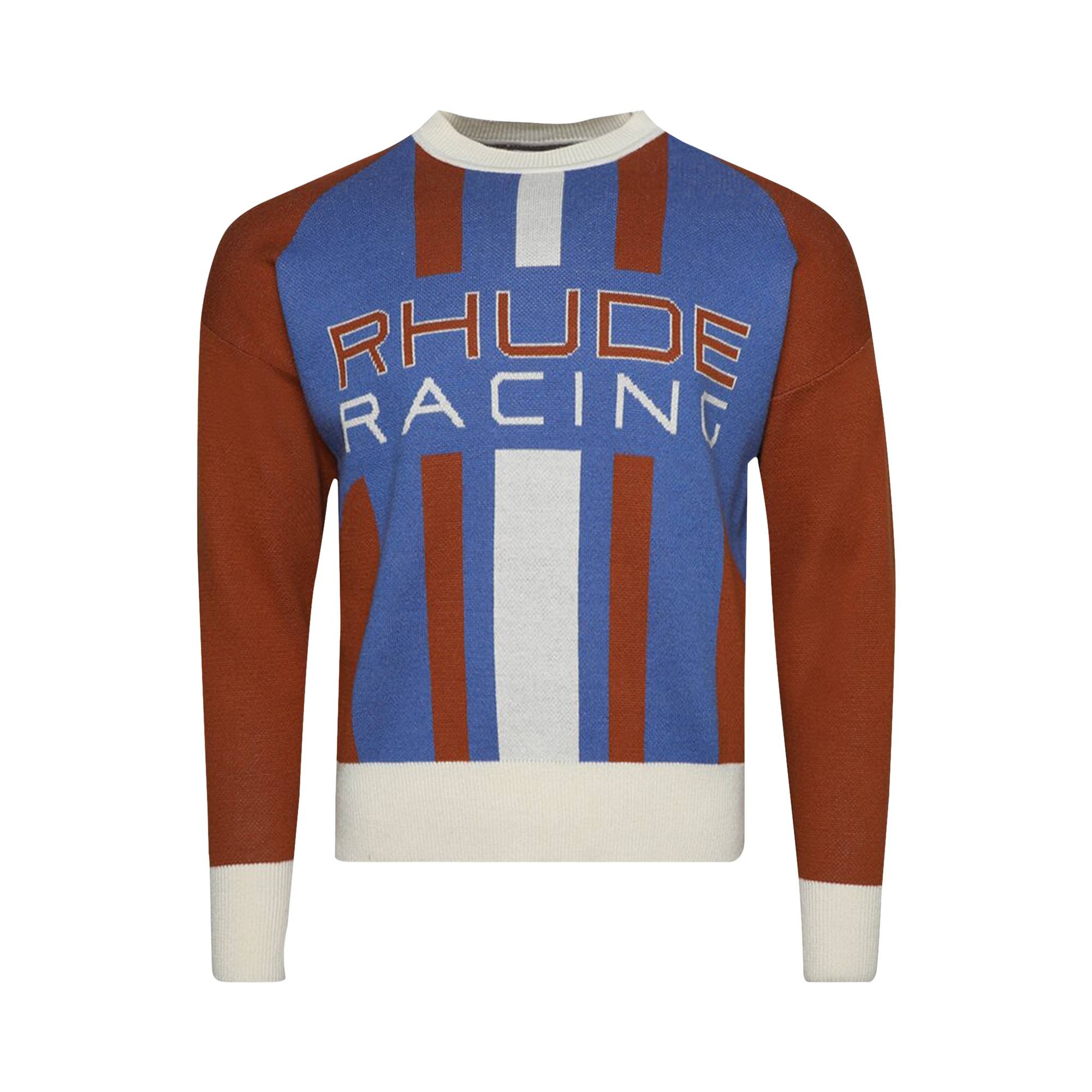 Rhude Pavil Knit Crewneck 'Brick/Cream/Blue' - 1