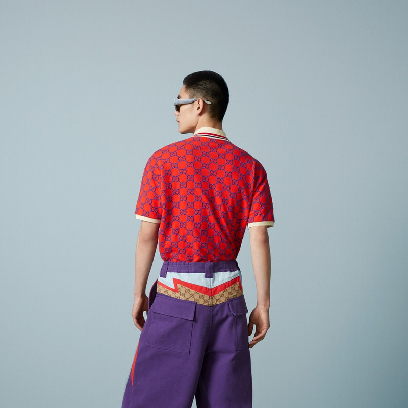 Cotton piquet polo with GG 6