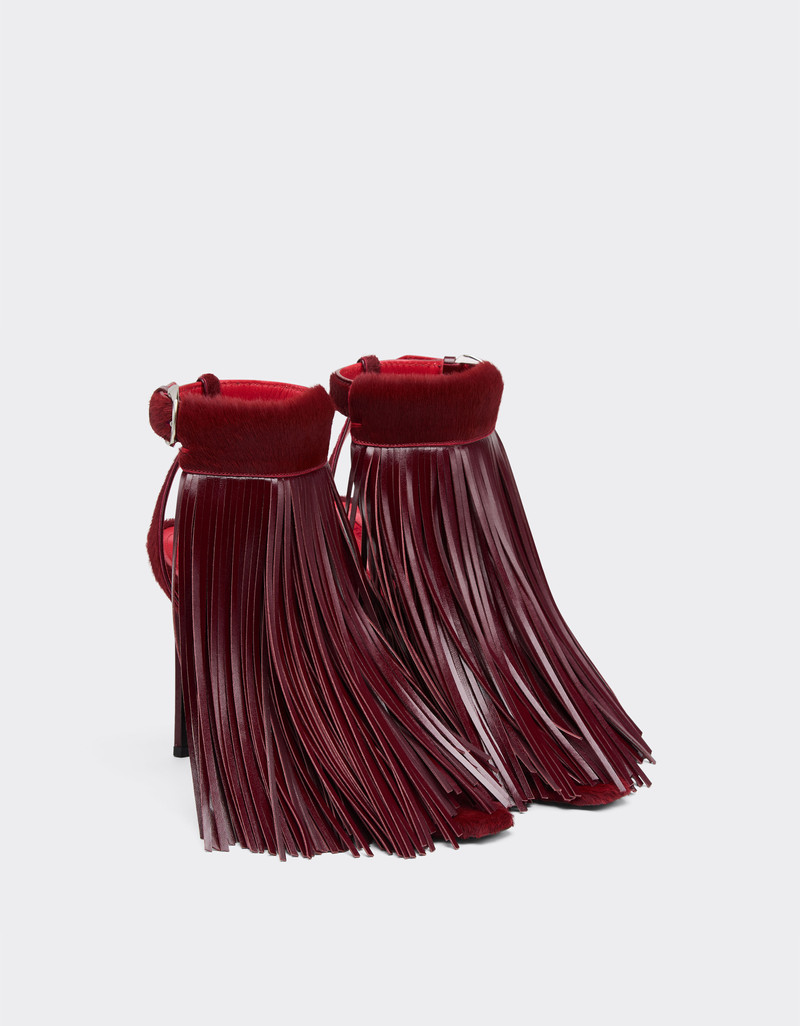 Leather and cowhide sandals with fringes 3
