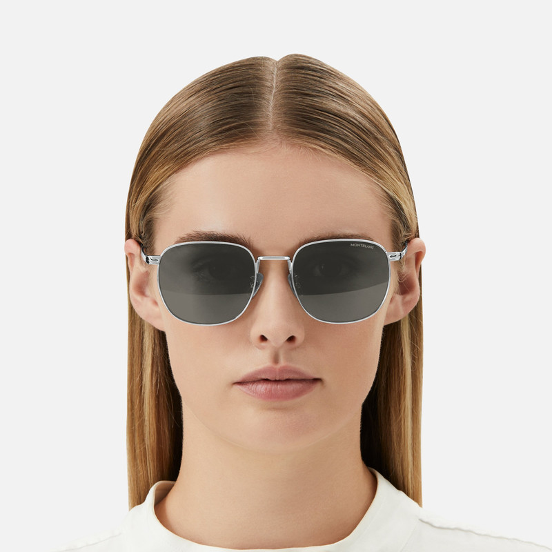 Montblanc Squared Sunglasses with Silver Colored Metal Frame outlook