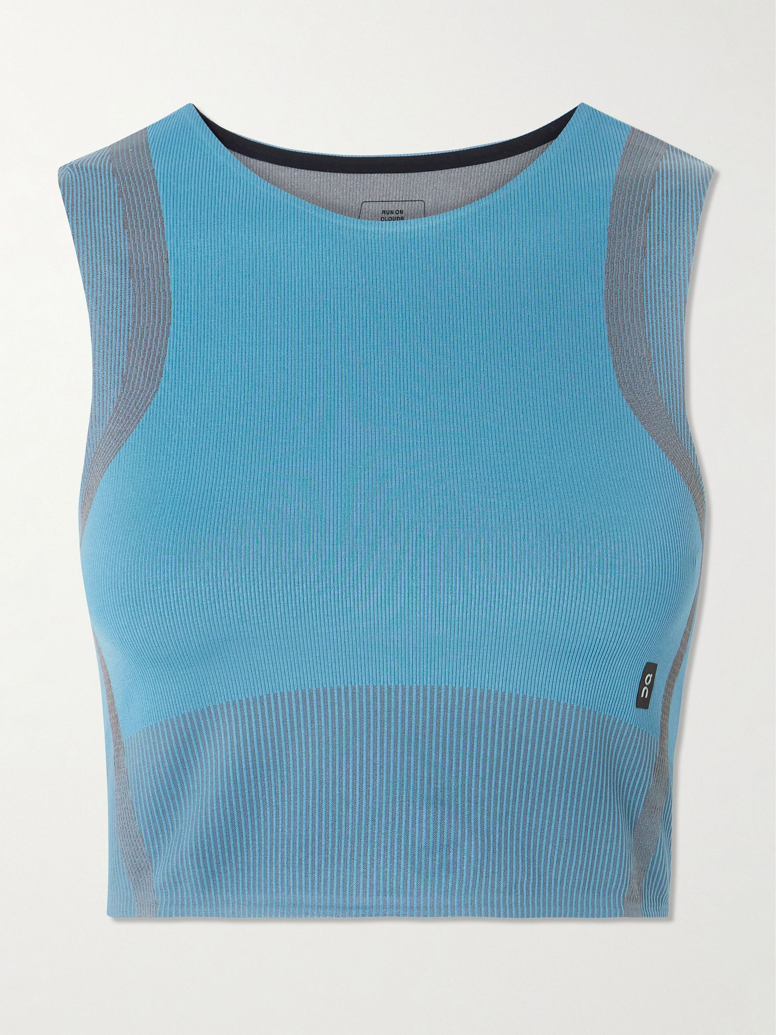 Studio cropped ribbed stretch tank Blue - 1