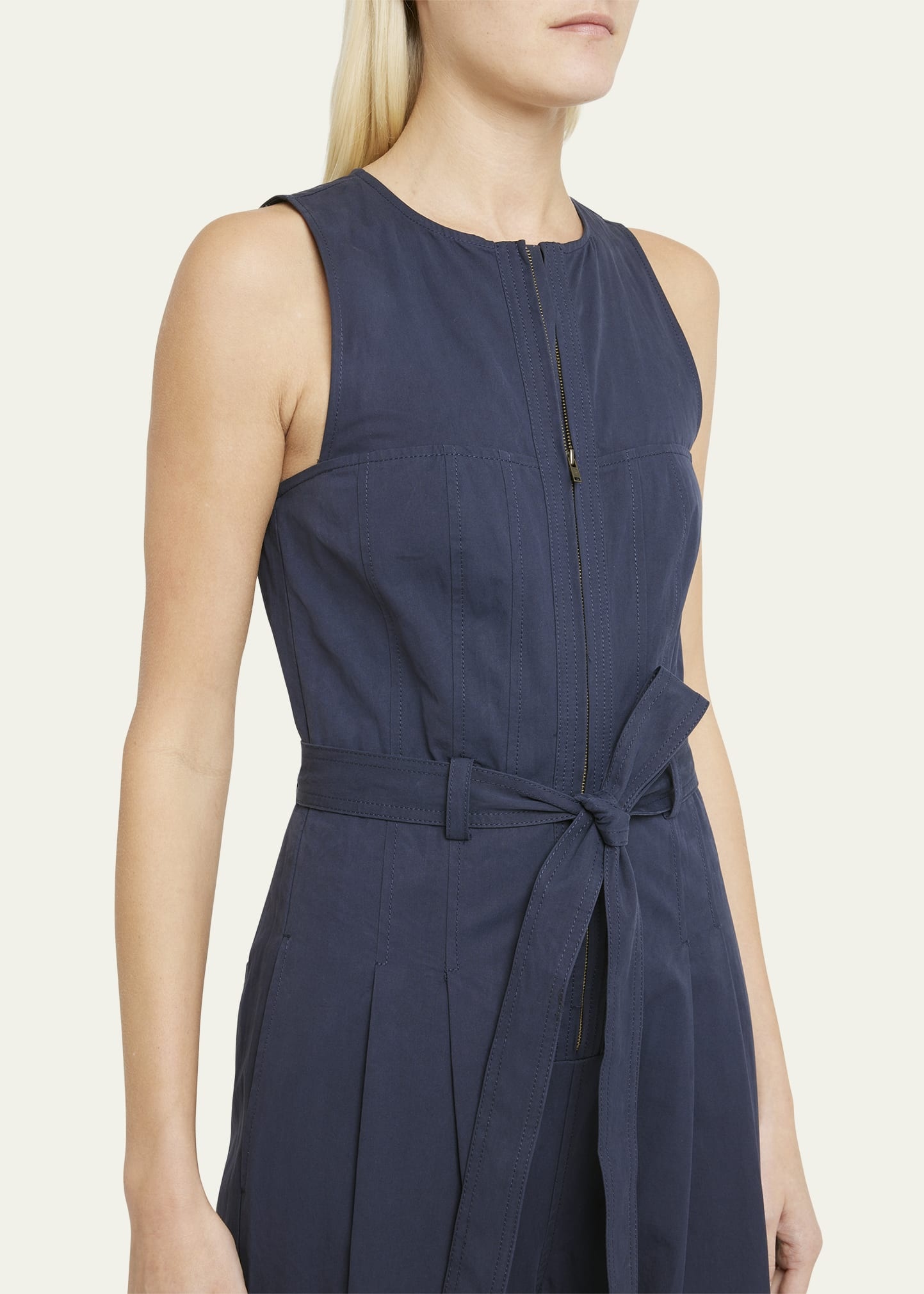 Marin Sleeveless Belted Wide-Leg Cotton Jumpsuit - 5