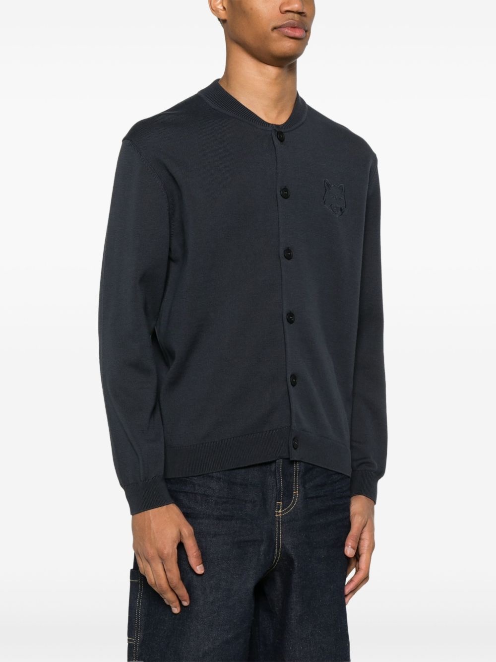 Bold Fox Head-embroidered cardigan - 3