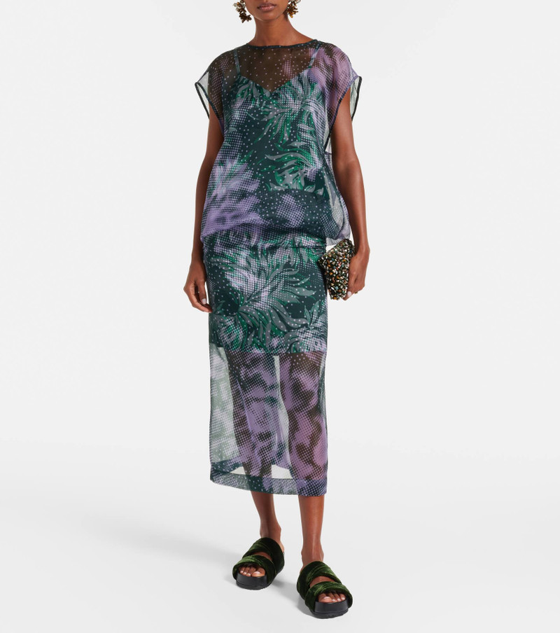 Dries Van Noten Printed silk-blend midi skirt outlook