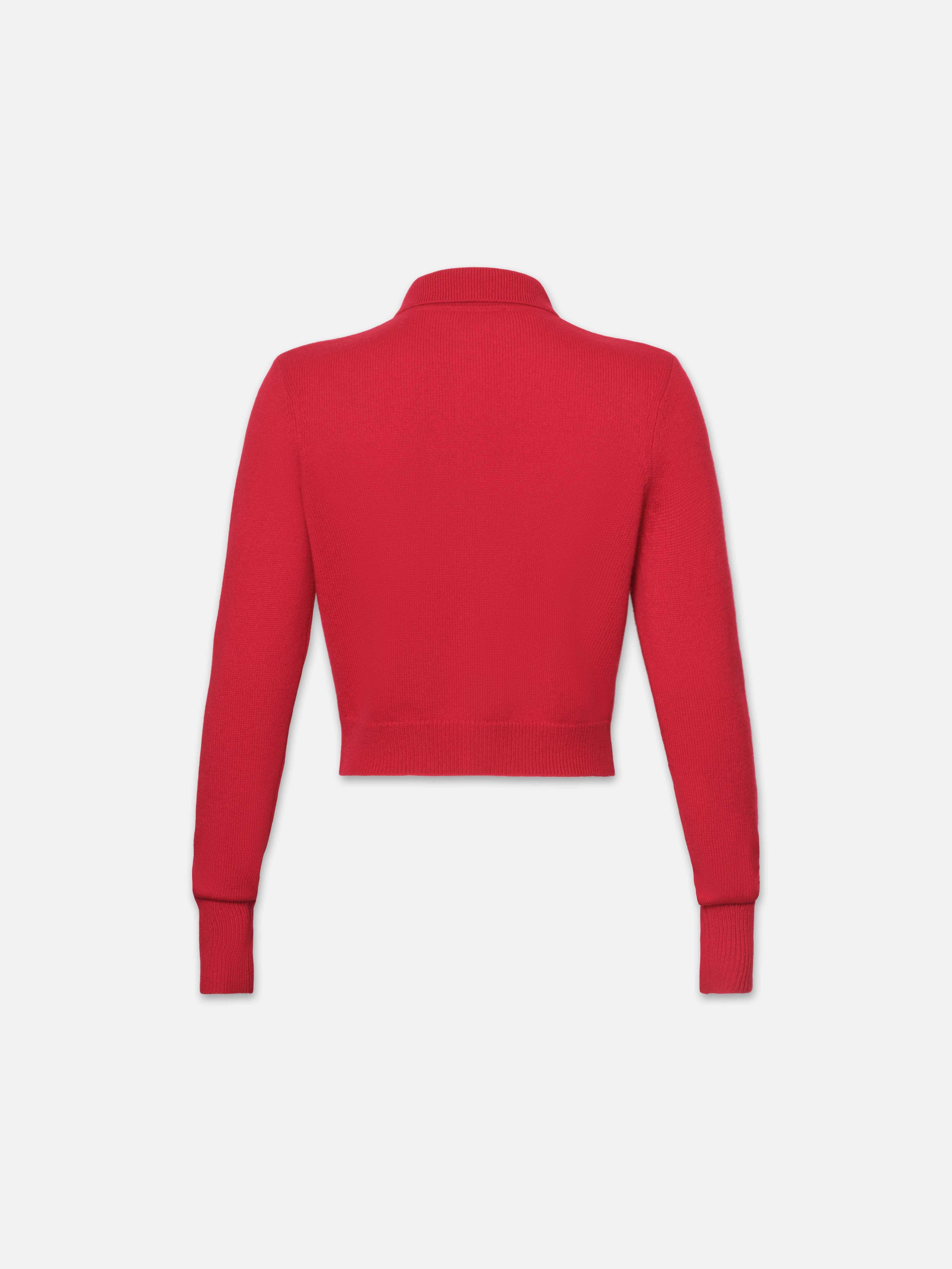 Shrunken Cashmere Cardi in Cherry Red - 3