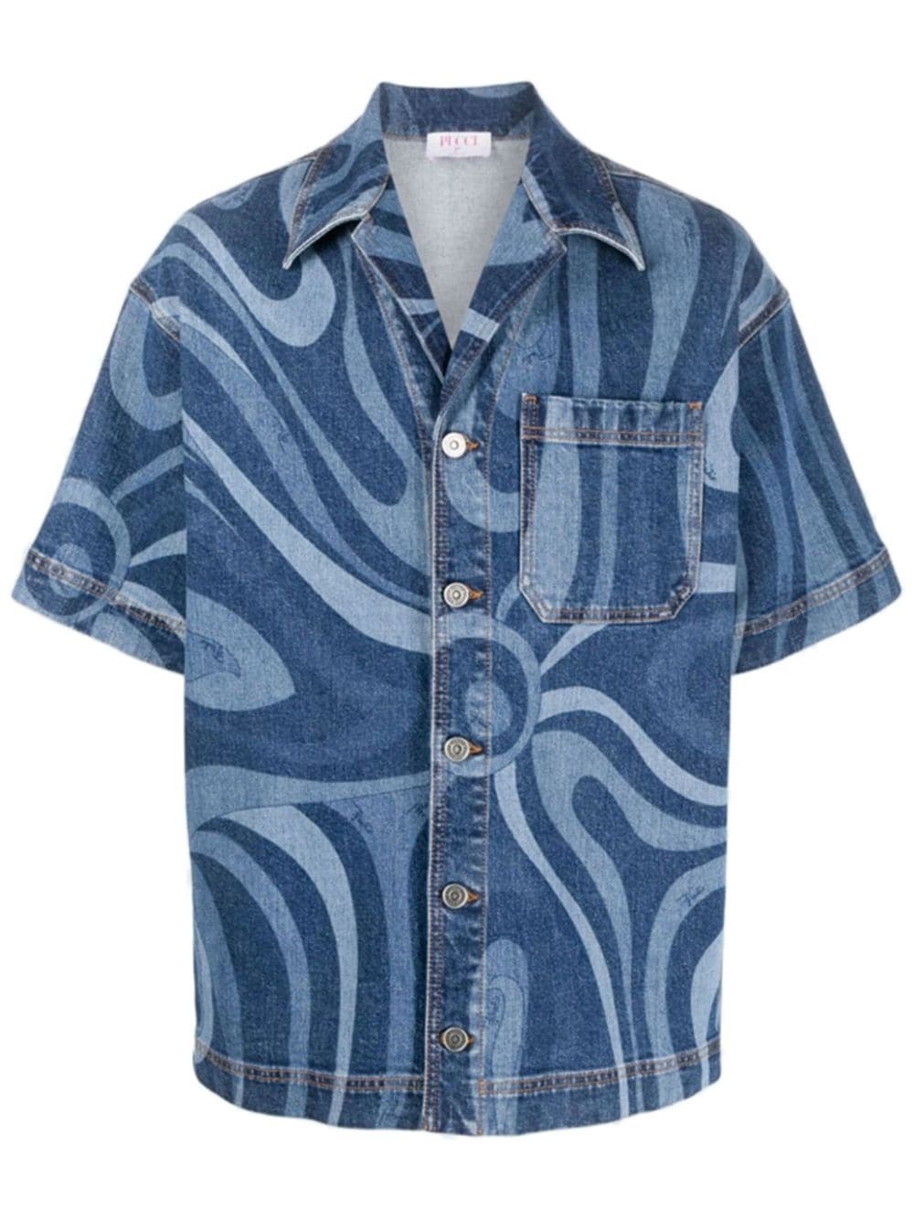 Marmo-print denim shirt - 1