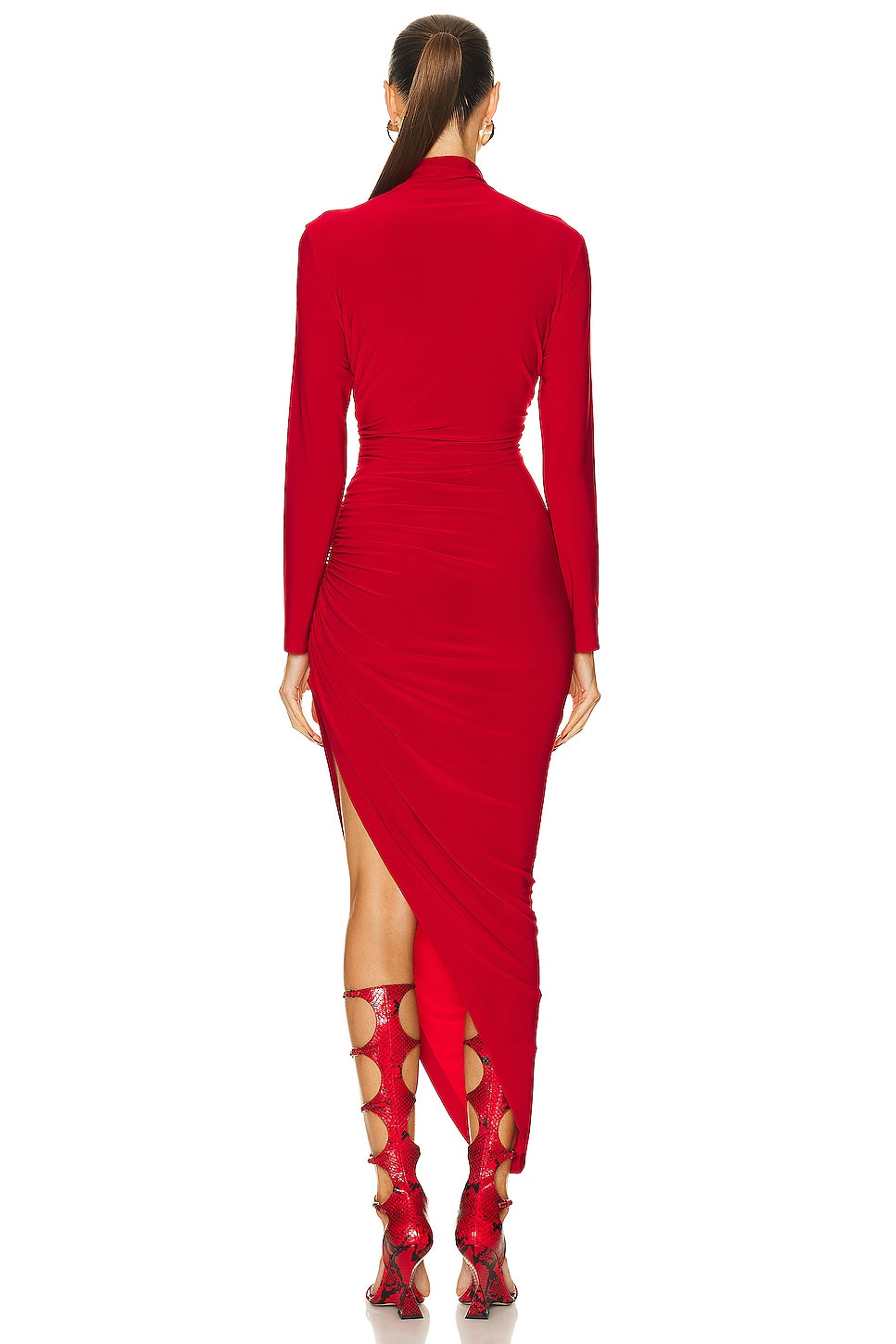 Long Sleeve Turtleneck Side Drape Gown - 4