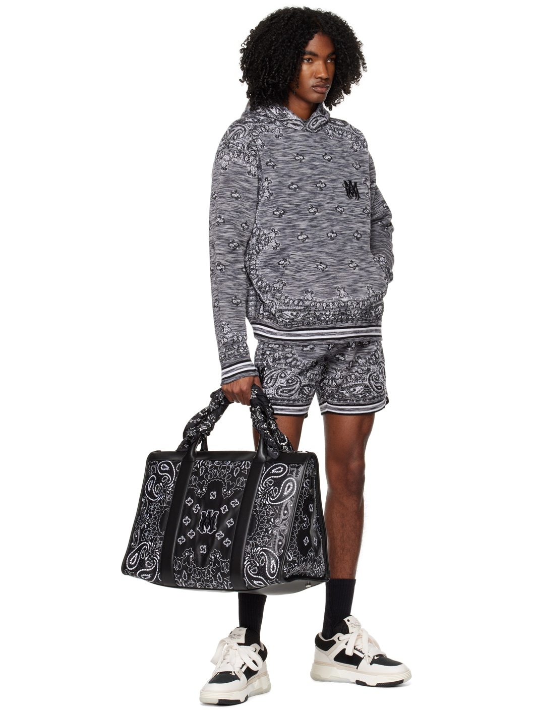 Black & Gray Bandana Hoodie - 4