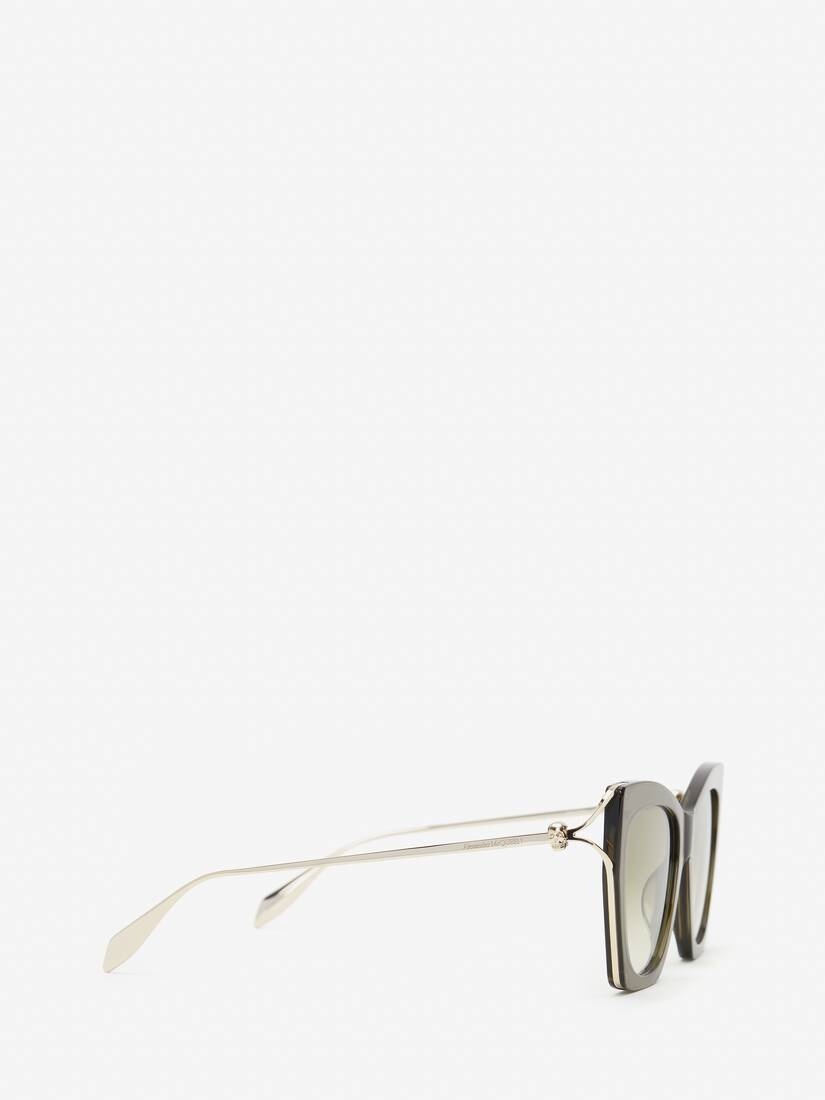 Women's Skull Hinge Soft Square Sunglasses in Green - 2
