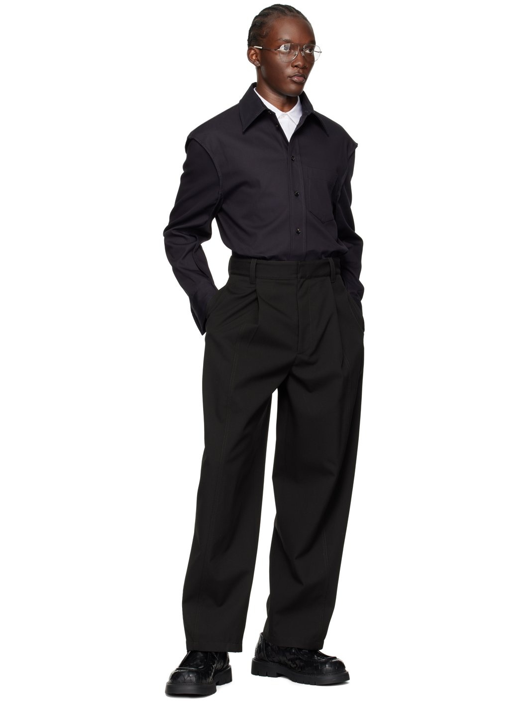 Navy Button-Up Shirt - 5