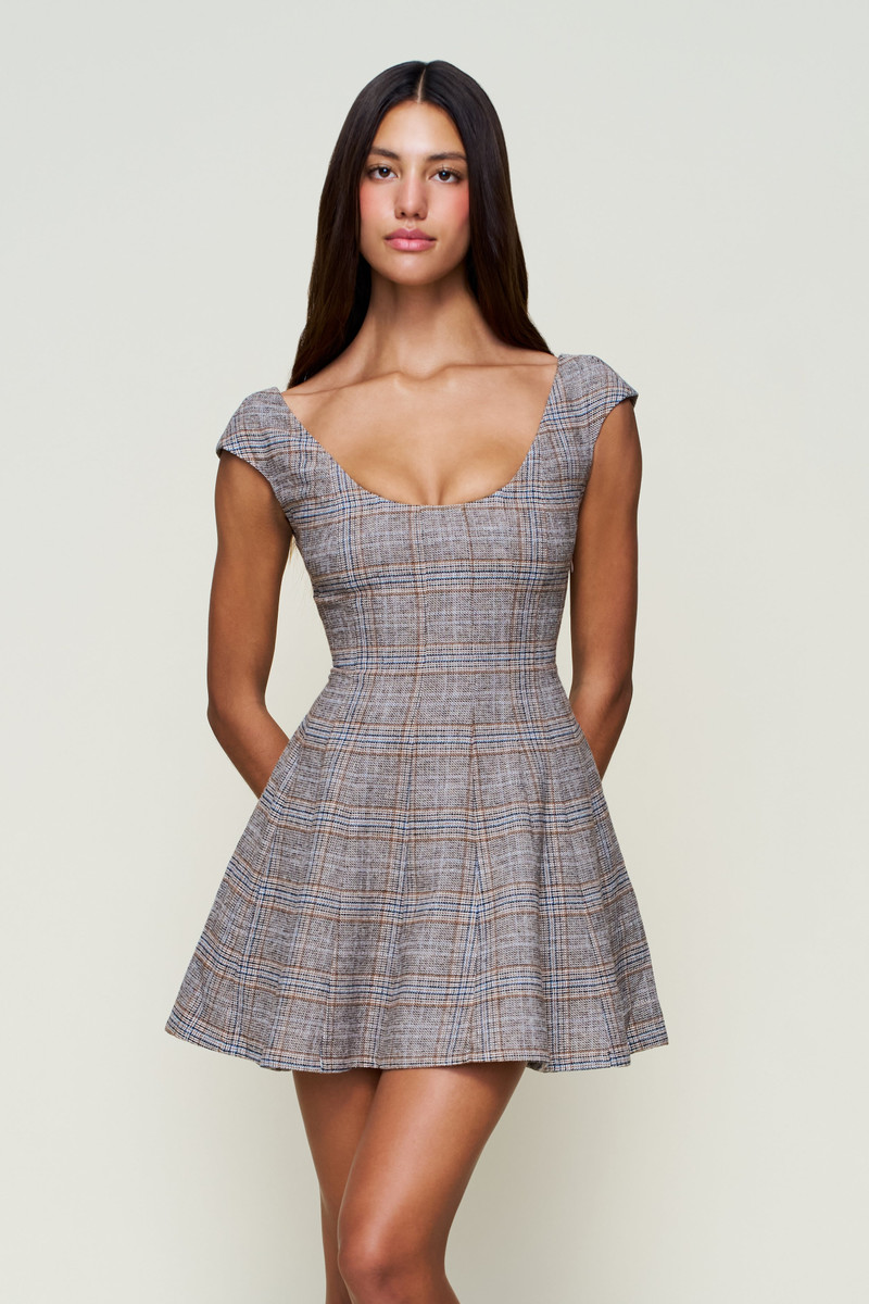 GUIZIO LEILA TARTAN MINI DRESS outlook